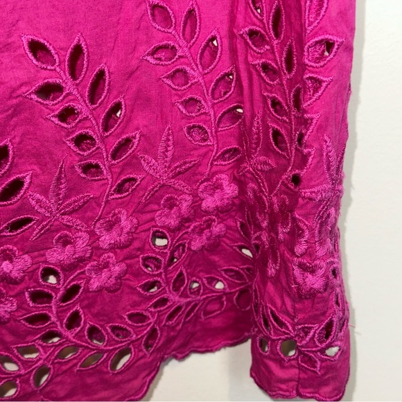 Soft Surroundings Women’s SM Sleeveless Embroidered Cut Out Tank Pink Bohemian - Picture 4 of 9